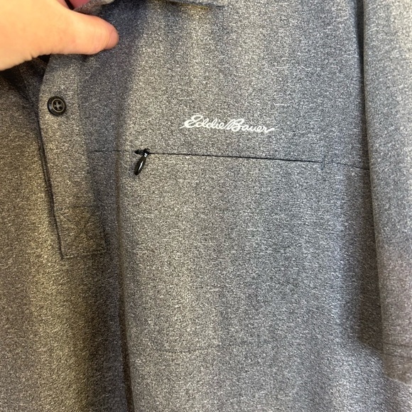 Men's XL Eddie Bauer Travex Hidden Pocket Polo Shirt Heather Gray NWOT - Picture 2 of 6